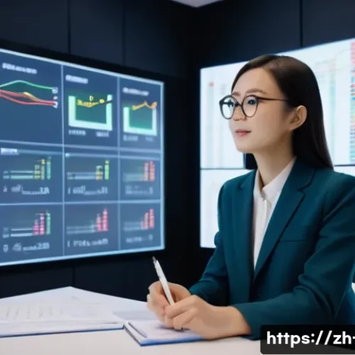 이자 계산 방법 - A modern financial education scene set in a bright, clean office environment with a young Chinese pr...