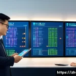 외화 예금 세율 - A modern, sleek financial office environment showing a professional Chinese individual consulting wi...