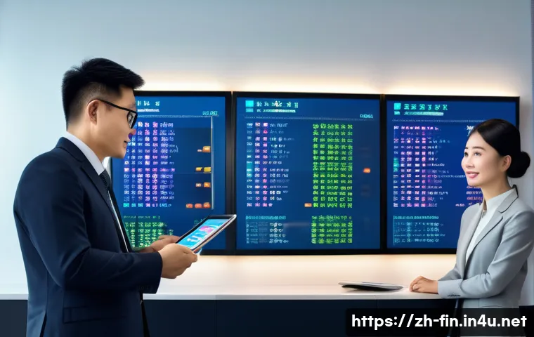 외화 예금 세율 - A modern, sleek financial office environment showing a professional Chinese individual consulting wi...