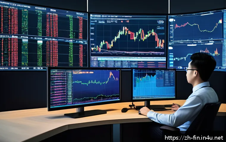 글로벌 금융위기와 외환 - A dynamic and detailed digital illustration of a modern forex trading desk during a financial crisis...