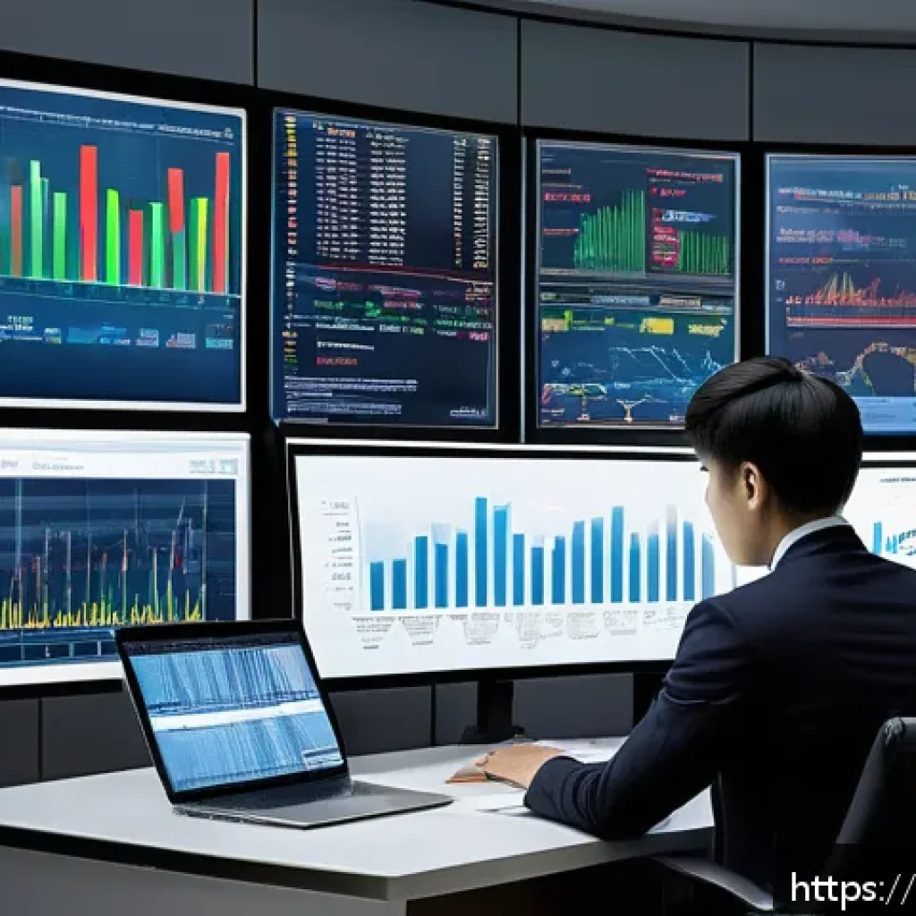금융 상품 비교 사이트 - A modern financial investor analyzing diverse investment options on multiple digital screens in a sl...